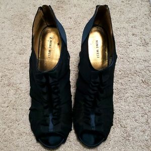 Black Nine West Peep Toe Ankle Booties